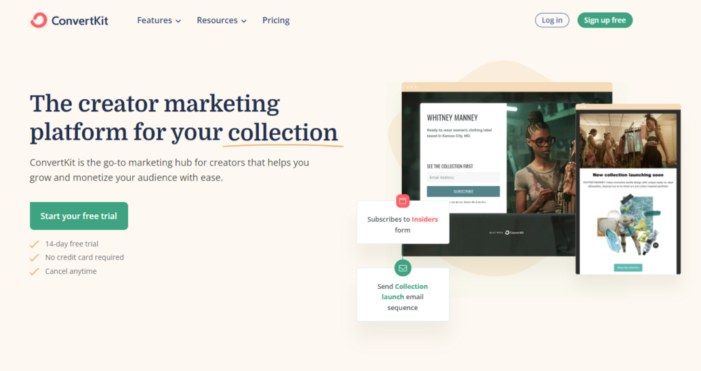 Convertkit sign up page