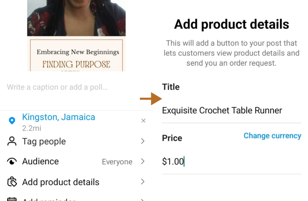 Accessing the Instagram Product Details Section