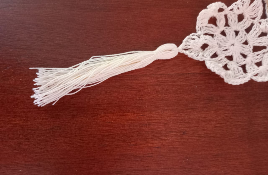 Snowfall Crochet Table Runner Tassel