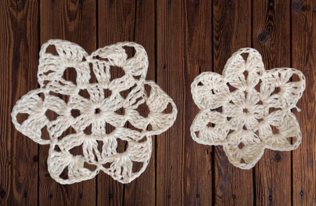 Snowfall Crochet Table Runner motif sizes
